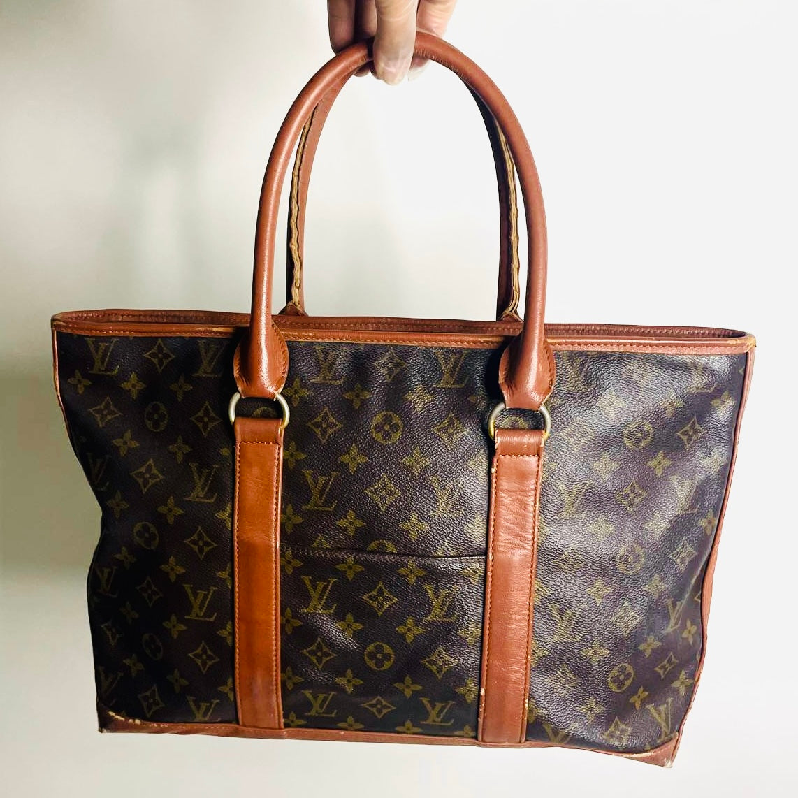 Louis Vuitton LV Sac Weekend Monogram Logo GHW Vintage Shopper Shoulder Tote Bag