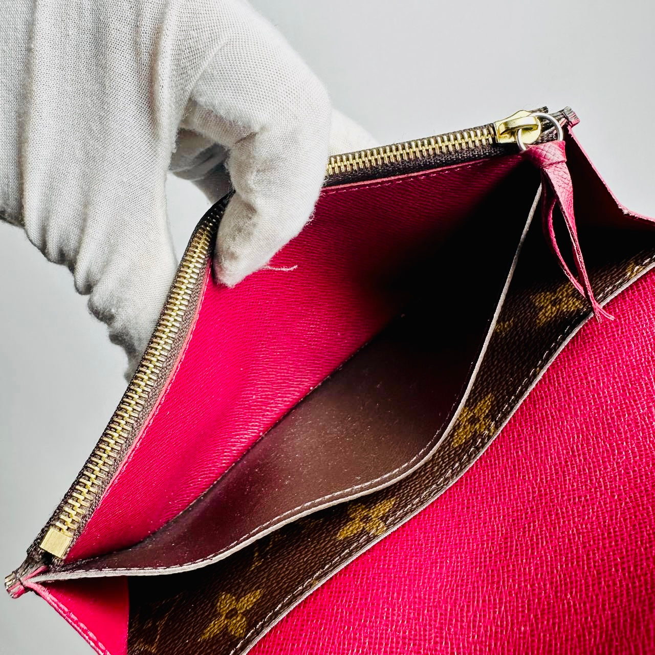 Louis Vuitton LV Emilie Monogram Logo / Fuchsia Pink GHW Flap Long Wallet