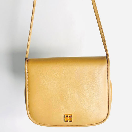 Givenchy Beige Taupe GHW 4G Monogram Logo Full Flap Shoulder Sling Bag