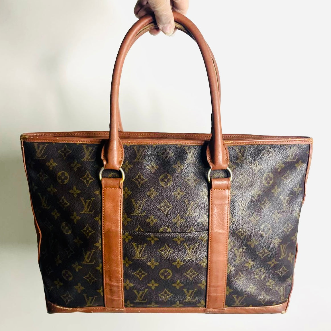 Louis Vuitton LV Sac Weekend Monogram Logo GHW Vintage Shopper Shoulder Tote Bag