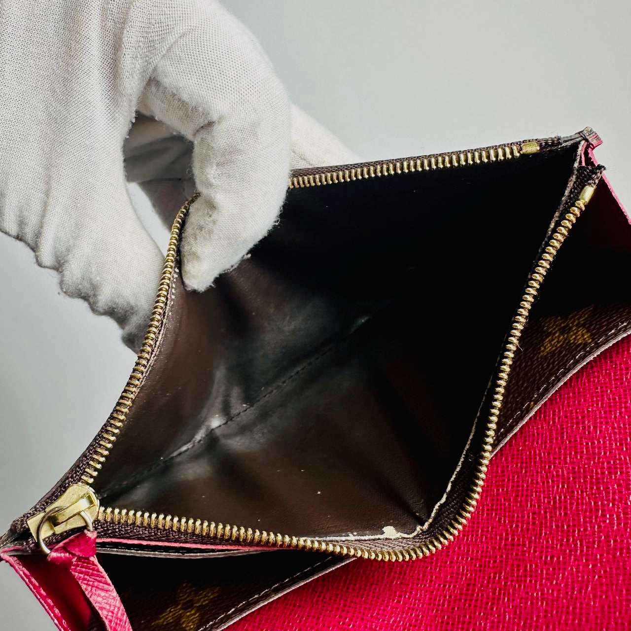 Louis Vuitton LV Emilie Monogram Logo / Fuchsia Pink GHW Flap Long Wallet