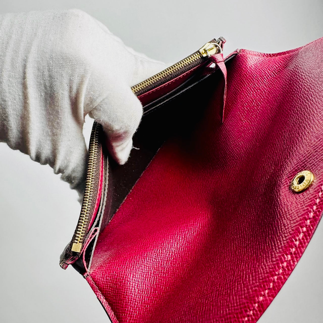 Louis Vuitton LV Emilie Monogram Logo / Fuchsia Pink GHW Flap Long Wallet