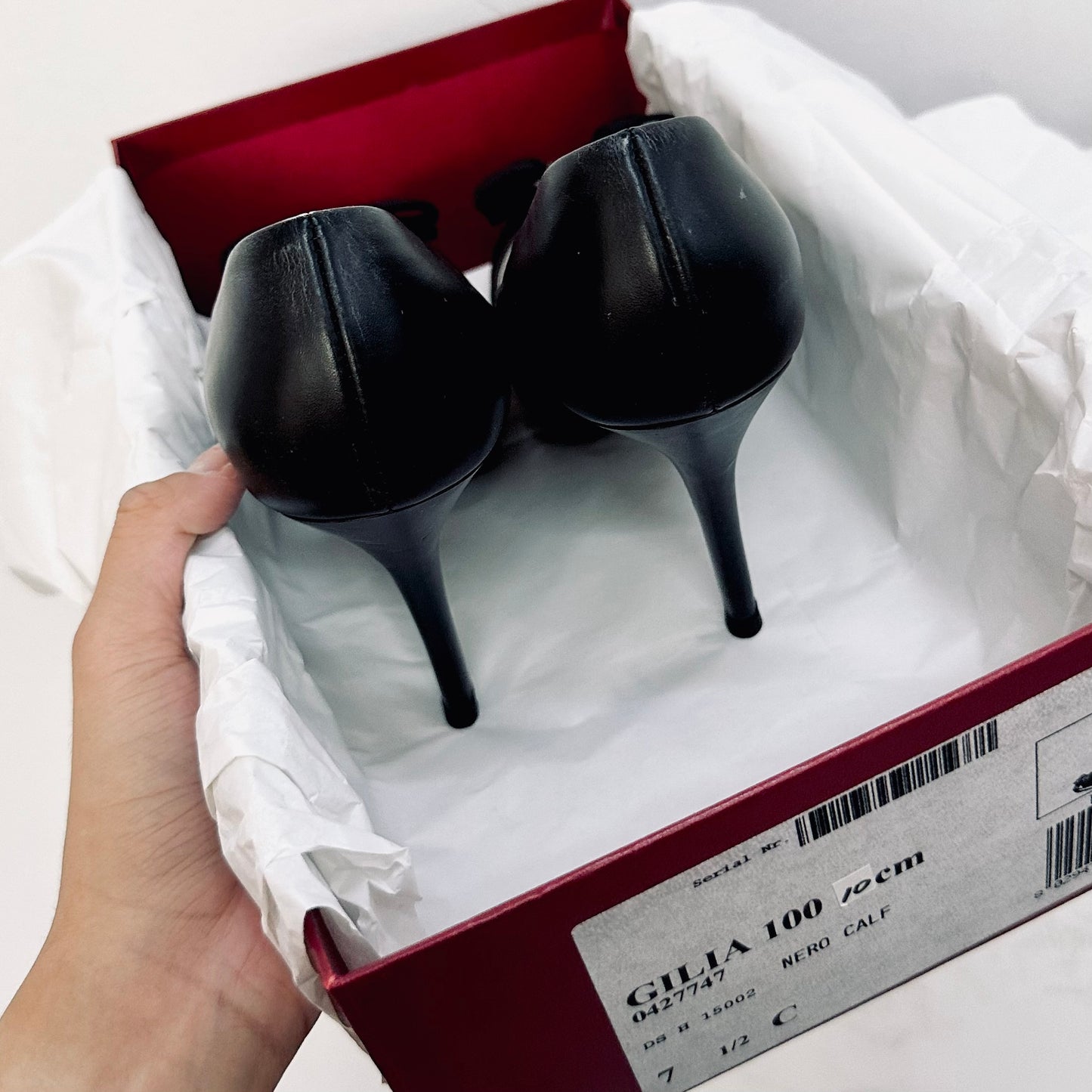 Salvatore Ferragamo Vara Gilia Black Giant Monogram Logo Bow Ballet Ballerina Smooth Leather Classic Heels Pumps Shoes