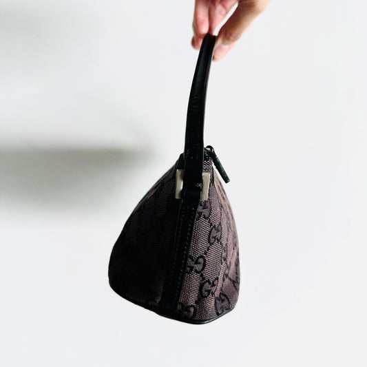 Gucci Black GG Monogram Logo Mini Pochette Accessories Hobo Shoulder Bag