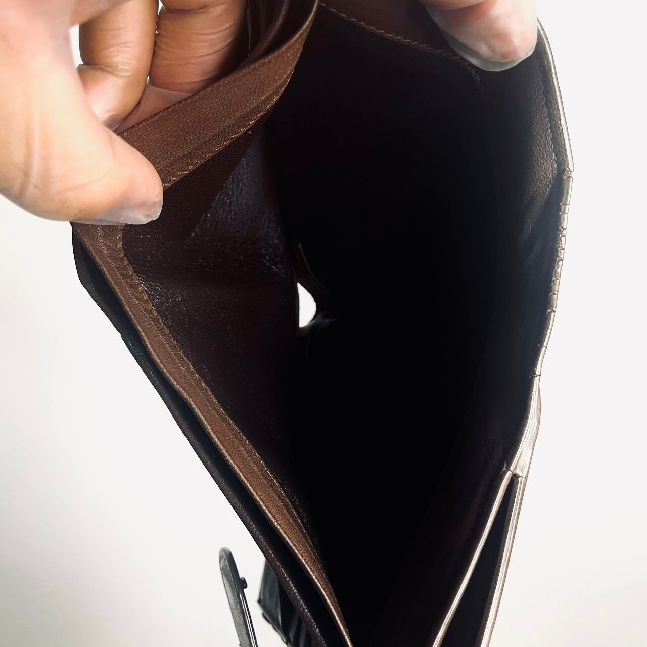 Bottega Veneta BV Dark Brown Continental Intrecciato Nappa Woven Leather Flap Compact Wallet