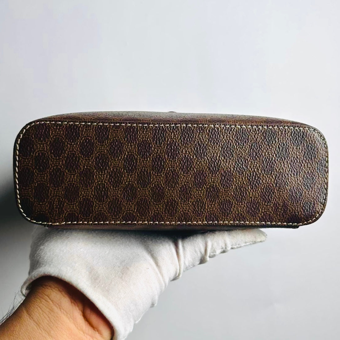 Celine Triomphe Macadam Monogram Logo GHW Vintage Vanity Case Top Handle Bag