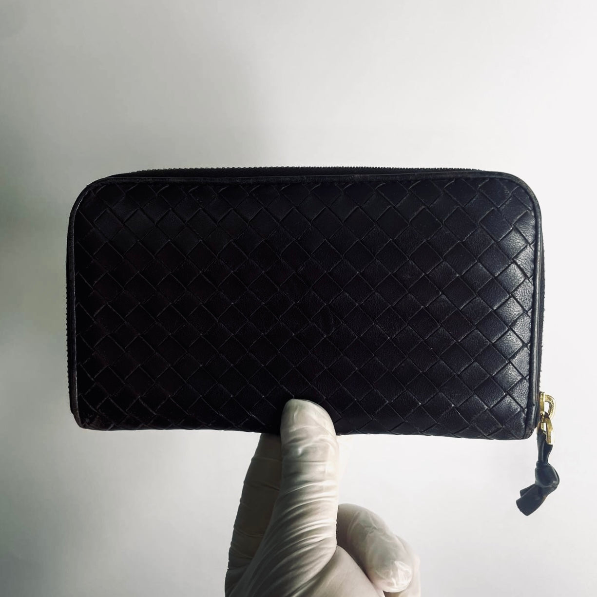 Bottega Veneta BV Dark Brown GHW Continental Intrecciato Nappa Woven Leather Zip Around Zippy Long Wallet