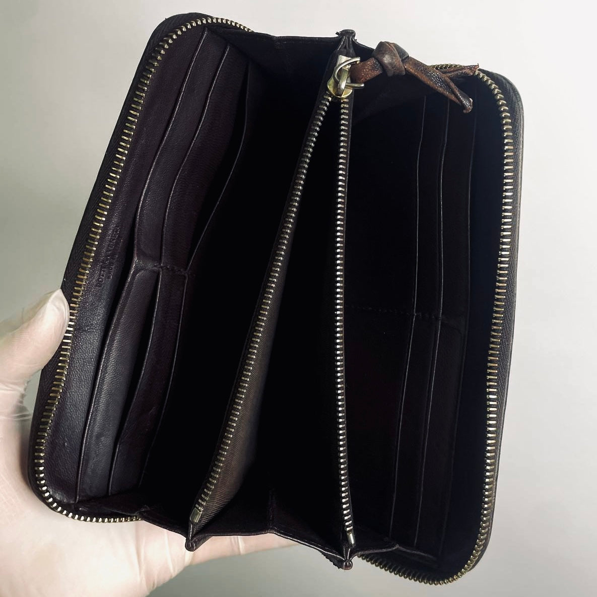 Bottega Veneta BV Dark Brown GHW Continental Intrecciato Nappa Woven Leather Zip Around Zippy Long Wallet