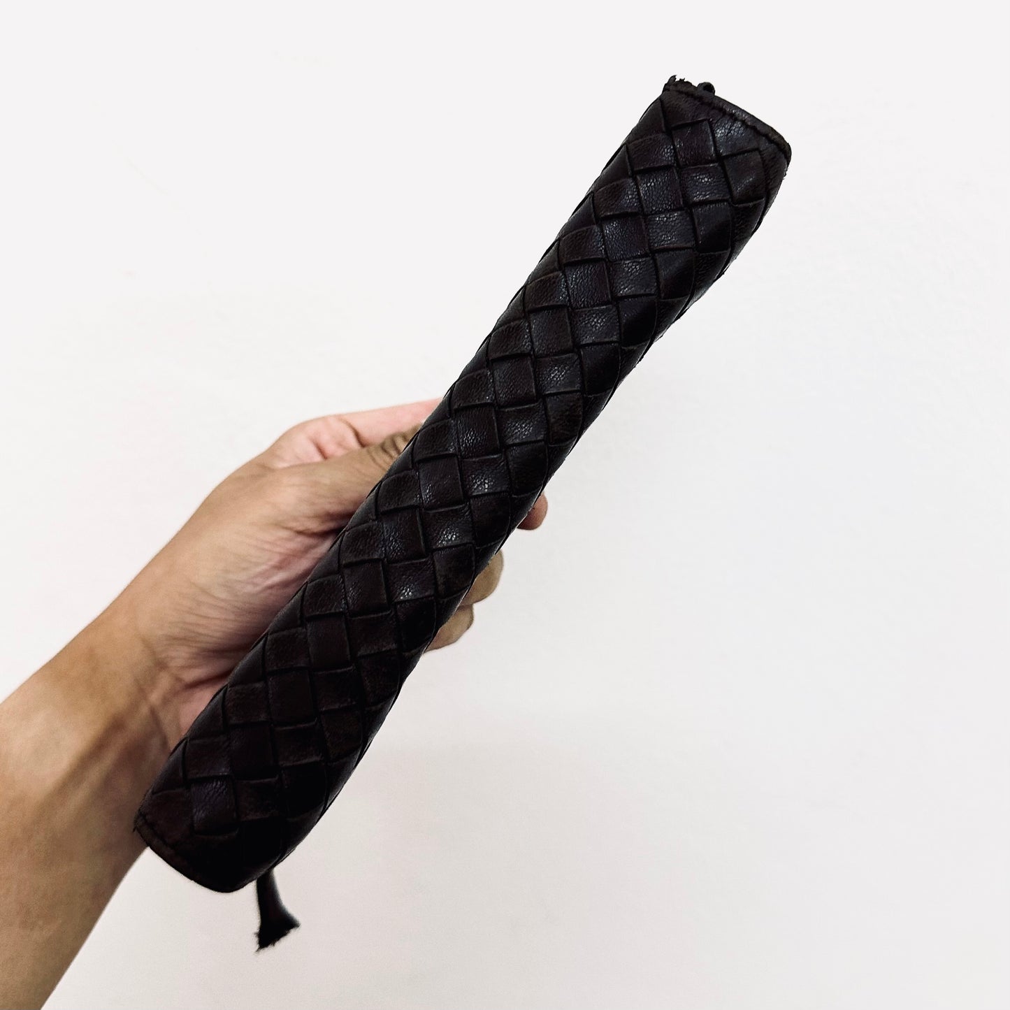 Bottega Veneta BV Dark Brown Continental Intrecciato Nappa Woven Leather Flap Long Wallet