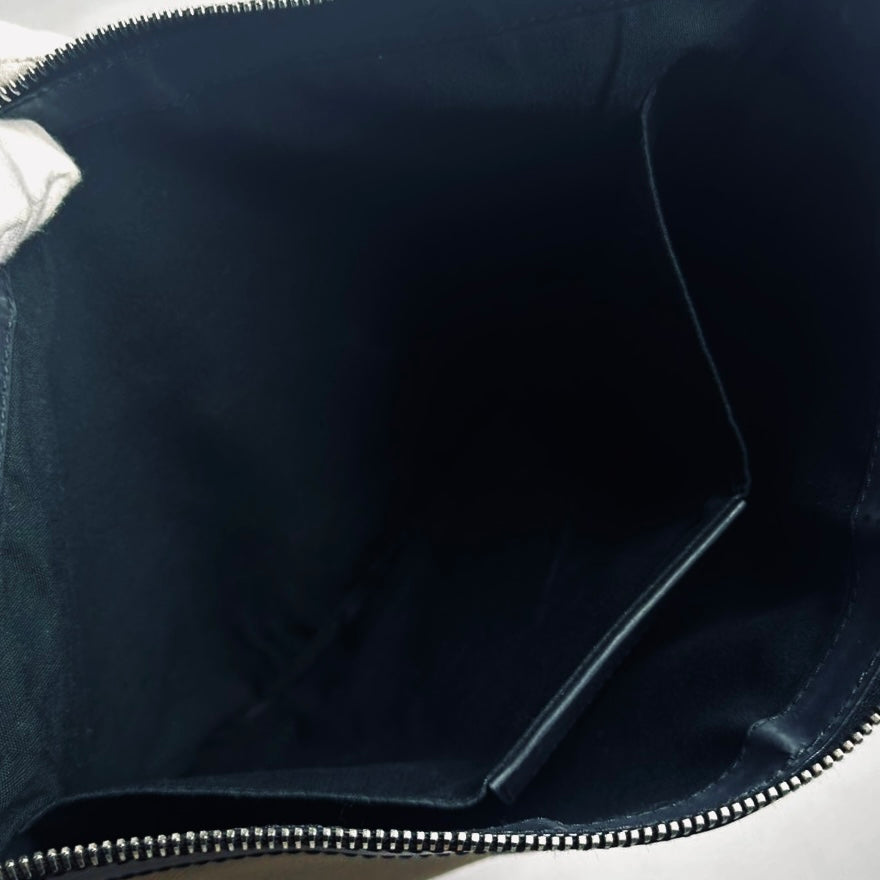 Balenciaga Black / White Everyday Medium Classic Clip M Toile / Leather Zip Clutch Folio Pouch Case
