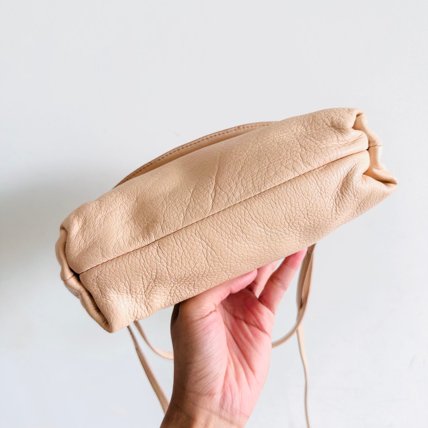 Chloe Lily Pale Blush Pink Bow Monogram Logo Pebbled Leather Top Handle Flap Shoulder Sling Bag