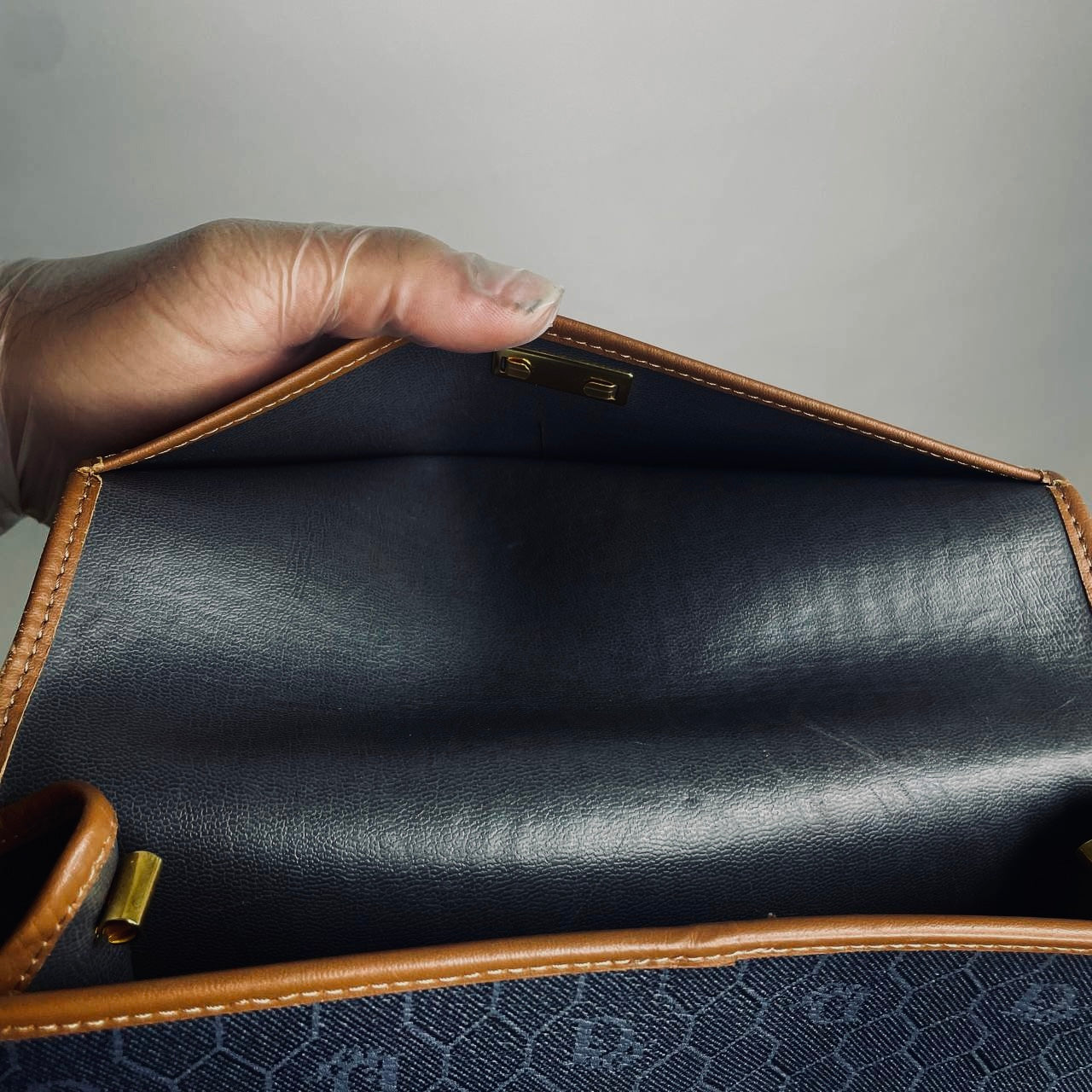 Christian Dior CD Black GHW Honeycomb Oblique Monogram Logo Vintage Flap Shoulder Sling Bag