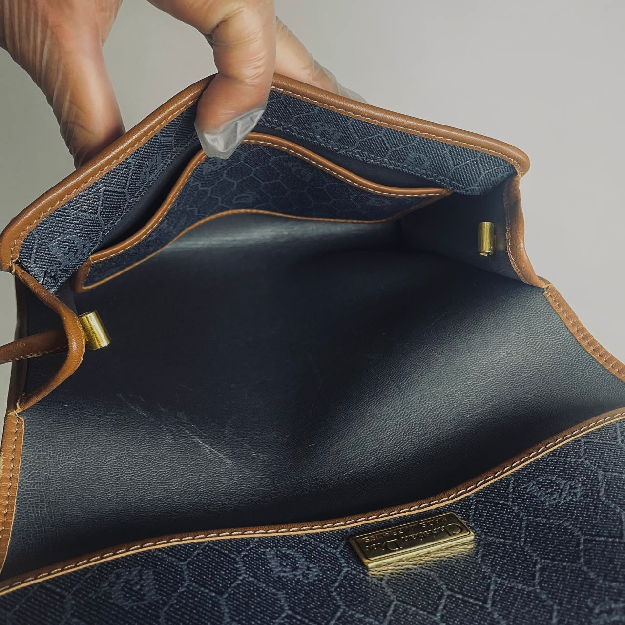 Christian Dior CD Black GHW Honeycomb Oblique Monogram Logo Vintage Flap Shoulder Sling Bag