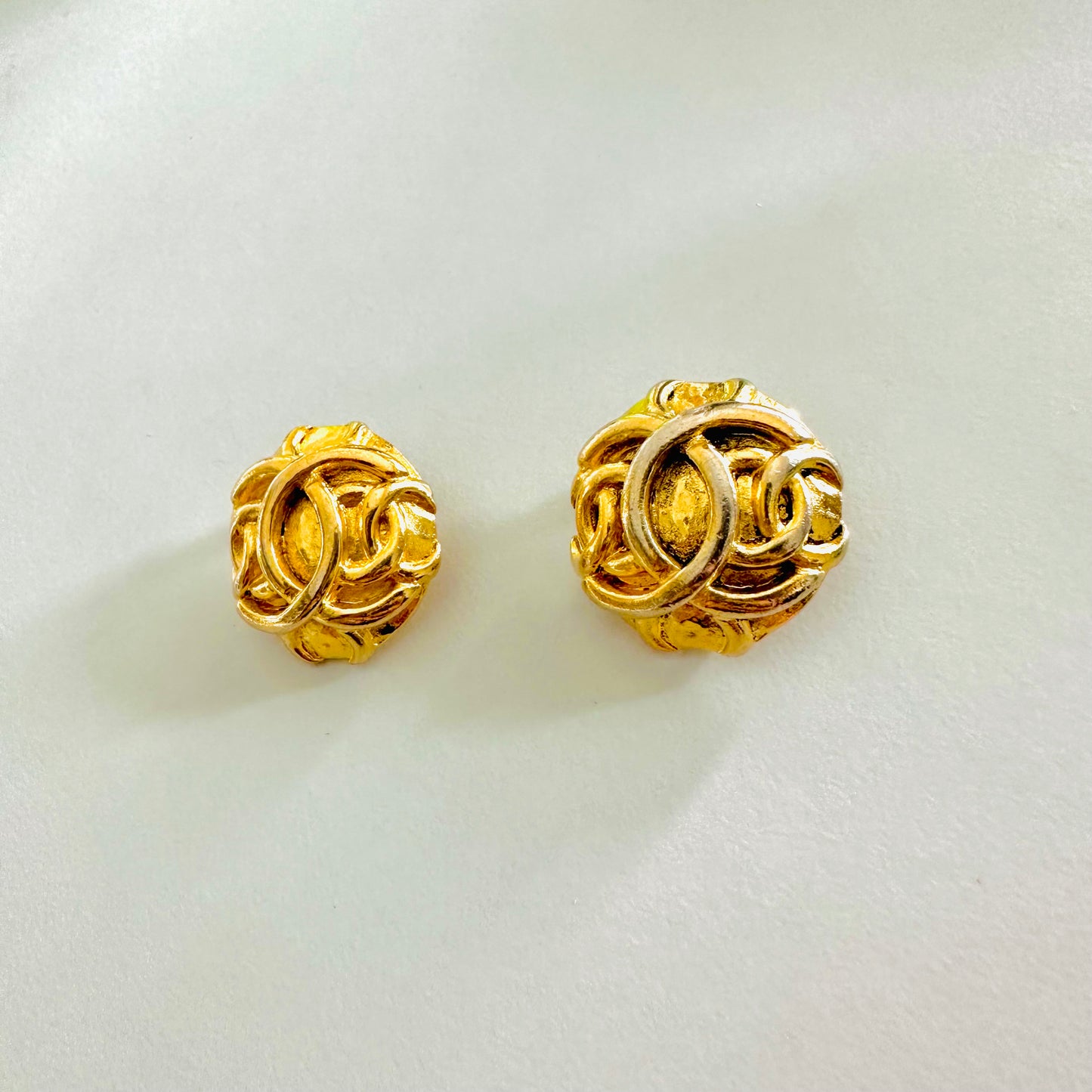 Chanel Giant CC Signature Logo Large Classic Gold Clip On Vintage Earrings