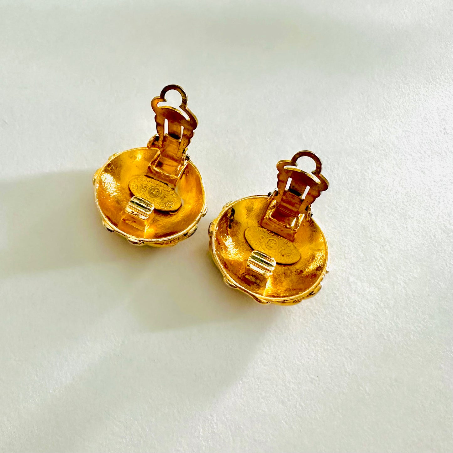 Chanel Giant CC Signature Logo Large Classic Gold Clip On Vintage Earrings