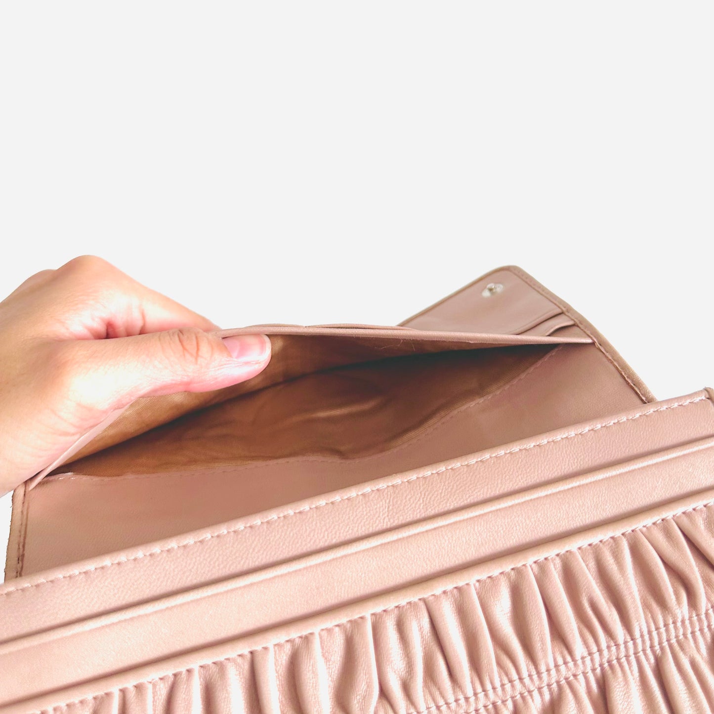 Prada Blush Pink GHW Gaufre Nappa Leather Monogram Logo Classic Continental Flap Long Wallet