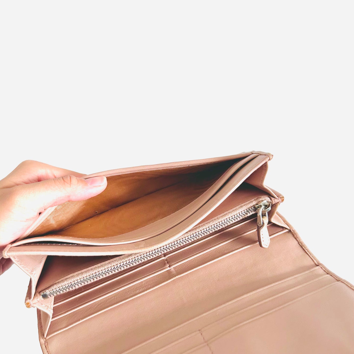 Prada Blush Pink GHW Gaufre Nappa Leather Monogram Logo Classic Continental Flap Long Wallet