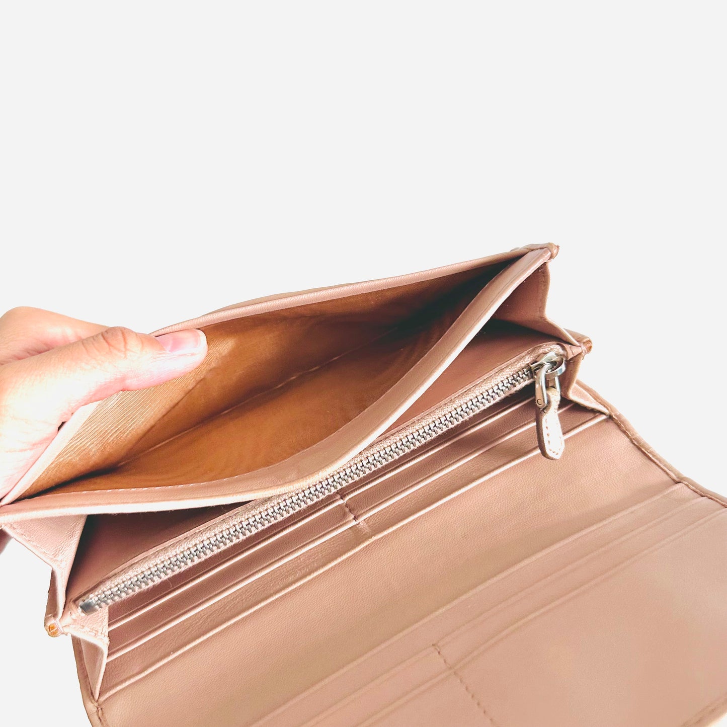 Prada Blush Pink GHW Gaufre Nappa Leather Monogram Logo Classic Continental Flap Long Wallet