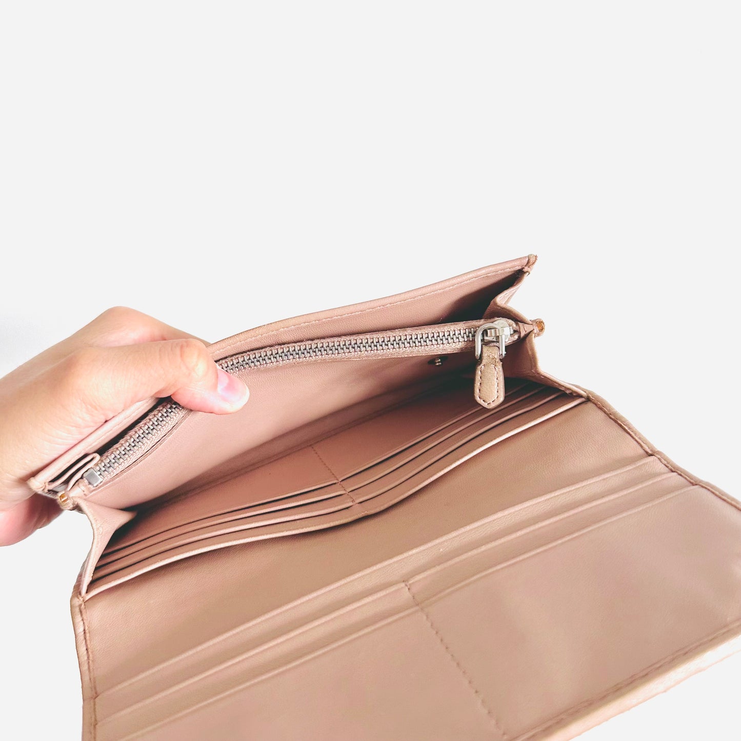 Prada Blush Pink GHW Gaufre Nappa Leather Monogram Logo Classic Continental Flap Long Wallet