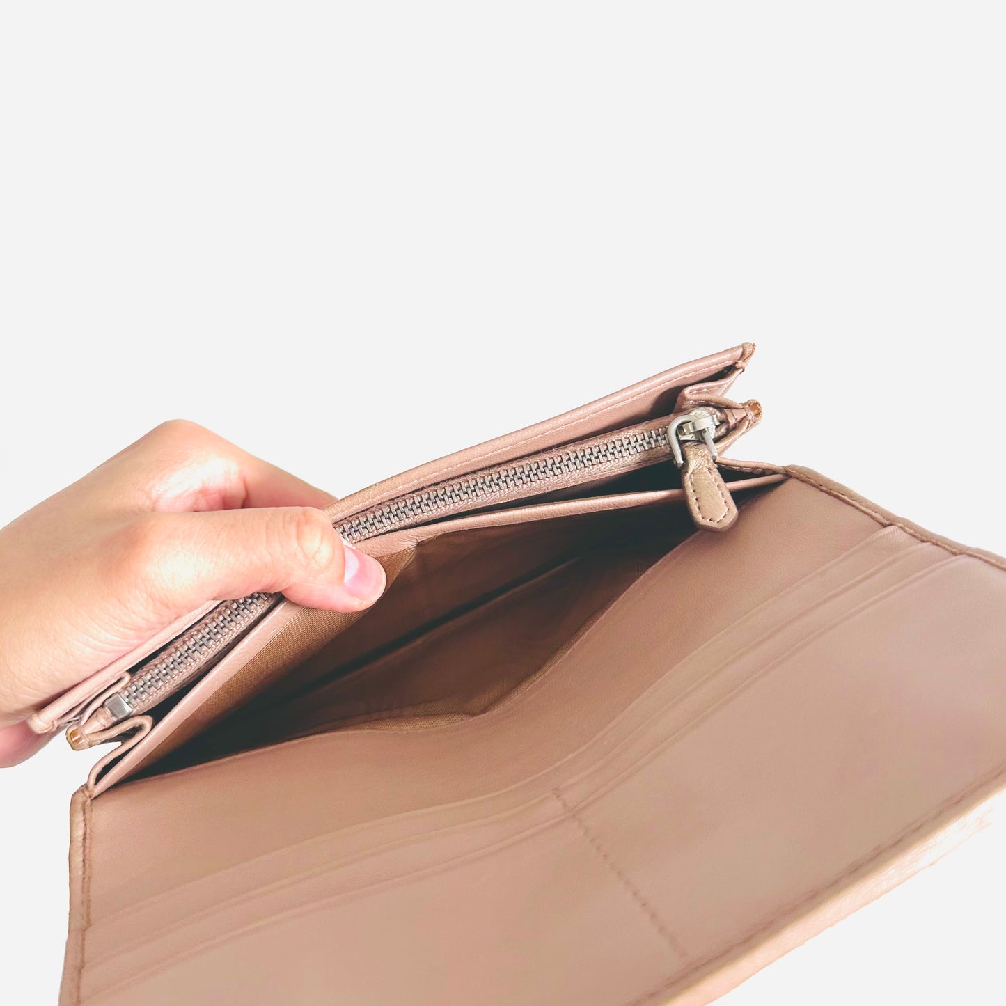 Prada Blush Pink GHW Gaufre Nappa Leather Monogram Logo Classic Continental Flap Long Wallet