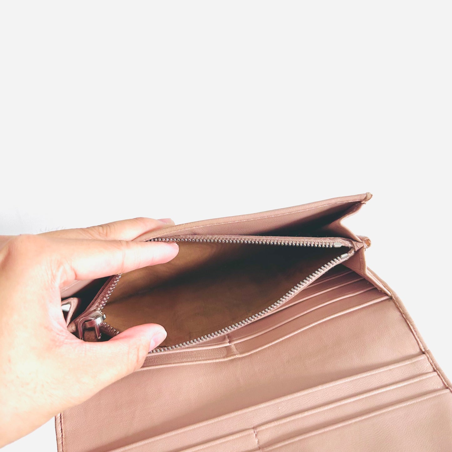 Prada Blush Pink GHW Gaufre Nappa Leather Monogram Logo Classic Continental Flap Long Wallet