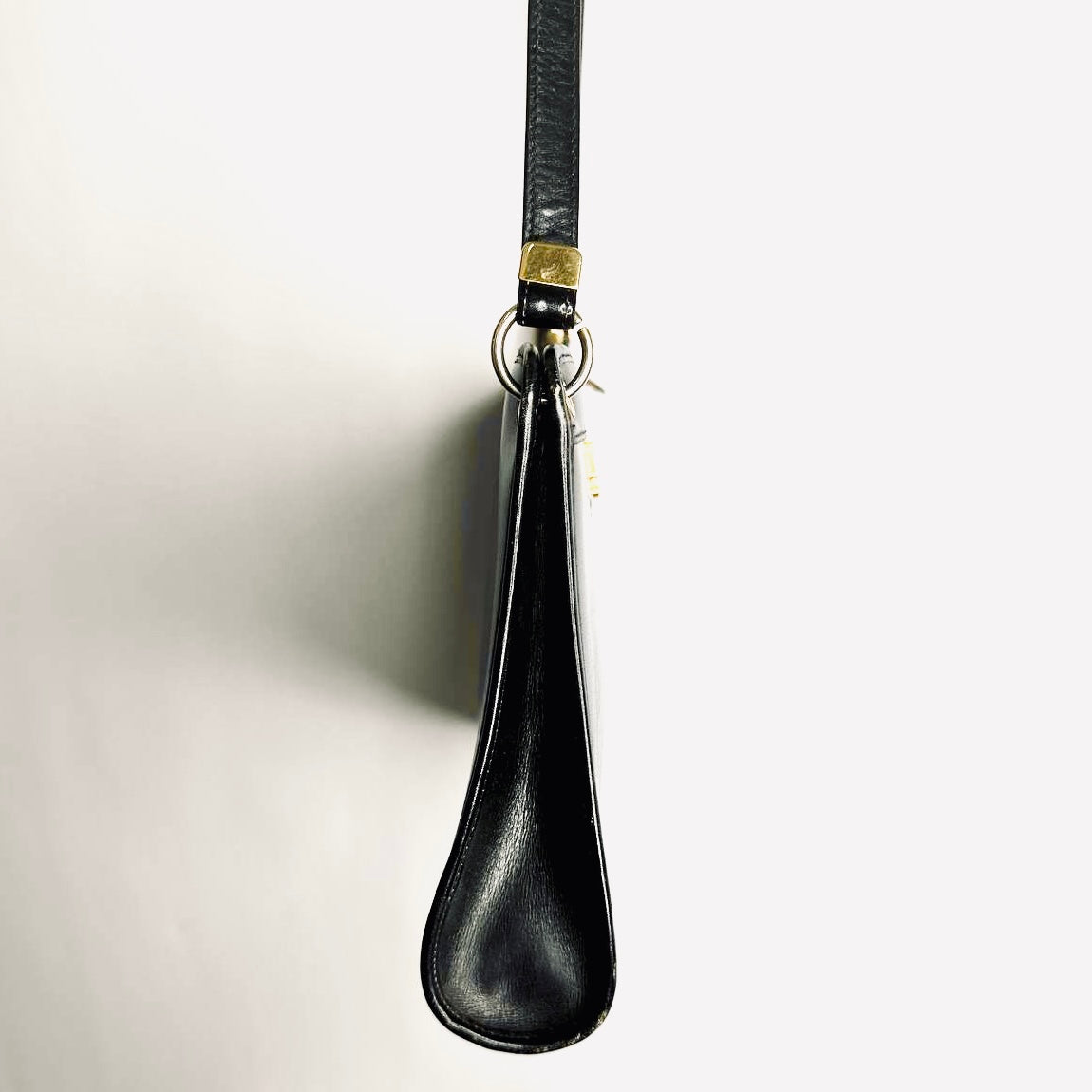 Christian Dior CD Black GHW Monogram Logo Leather Vintage Zip Shoulder Sling Bag