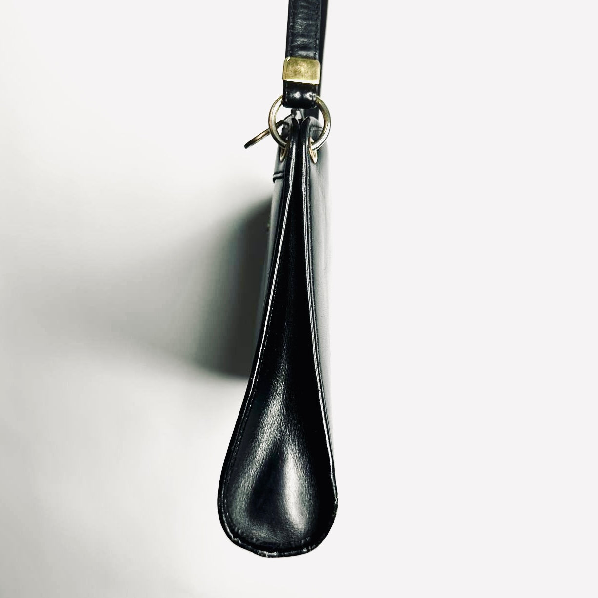 Christian Dior CD Black GHW Monogram Logo Leather Vintage Zip Shoulder Sling Bag