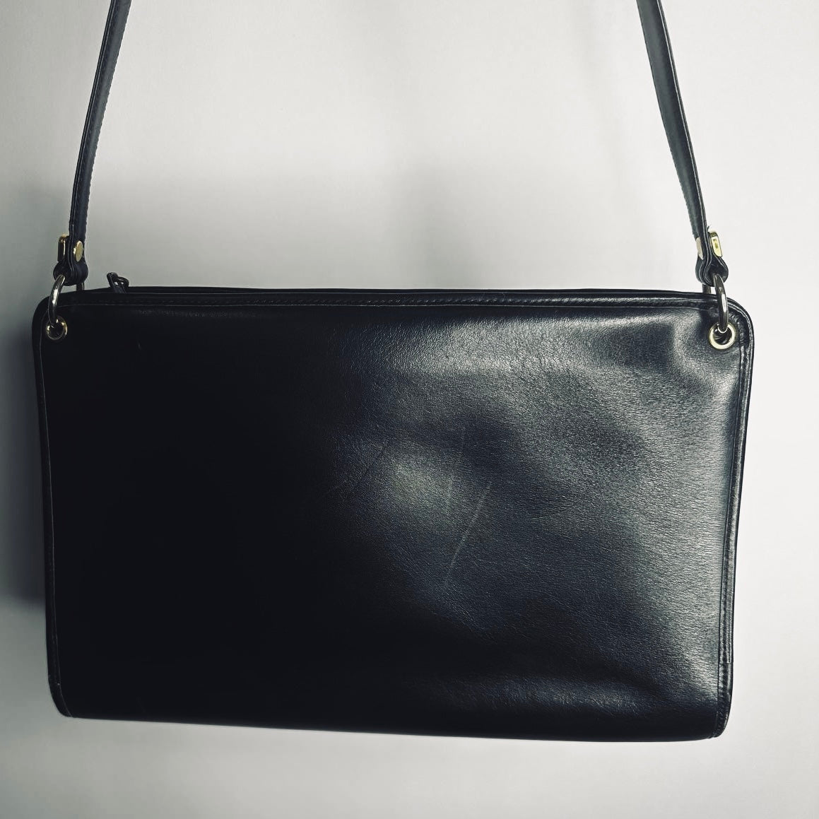 Christian Dior CD Black GHW Monogram Logo Leather Vintage Zip Shoulder Sling Bag