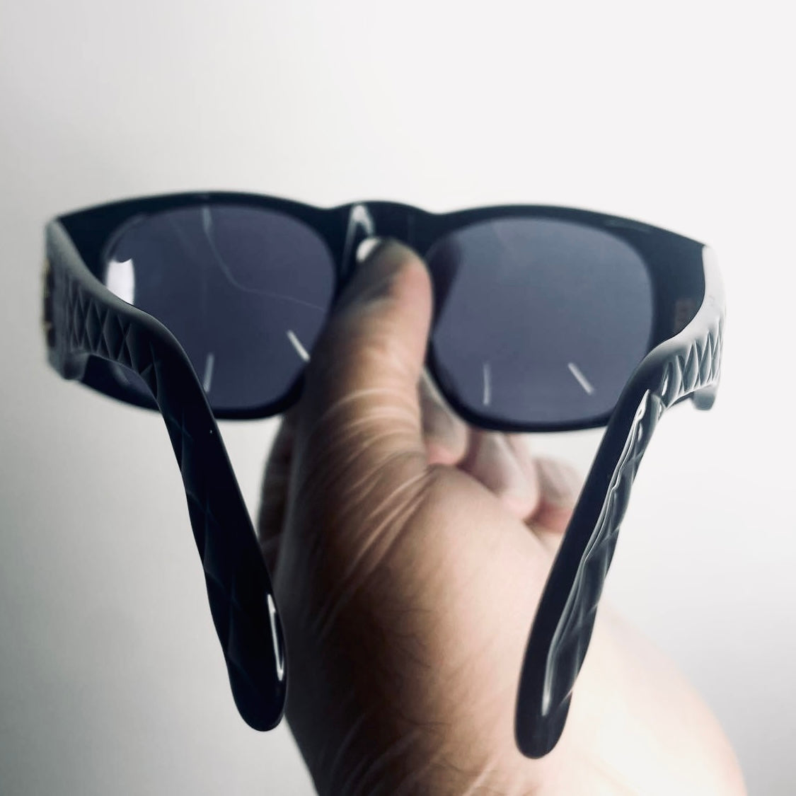 Chanel Black GHW Giant CC Logo Quilted Matelasse Aviator Sunglasses