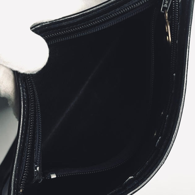 Christian Dior CD Black GHW Monogram Logo Leather Vintage Zip Shoulder Sling Bag