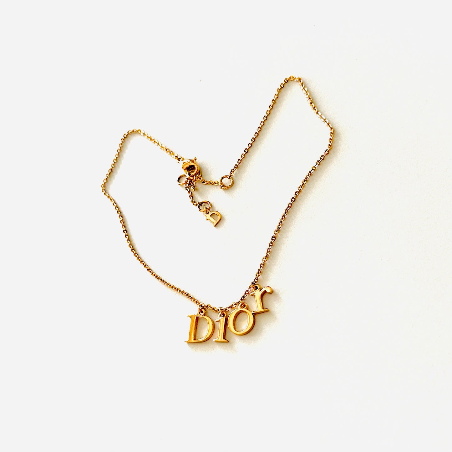 Christian Dior CD Monogram Logo Charms Signature Classic Gold Chain Vintage Bracelet