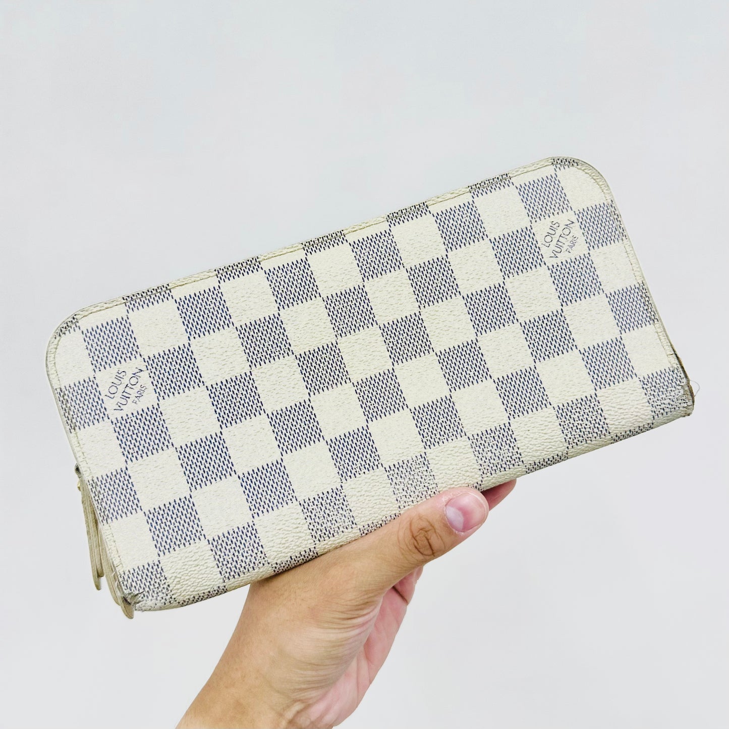 Louis Vuitton LV Insolite Damier Azur DA Monogram Logo GHW Zip Around Bifold Long Wallet