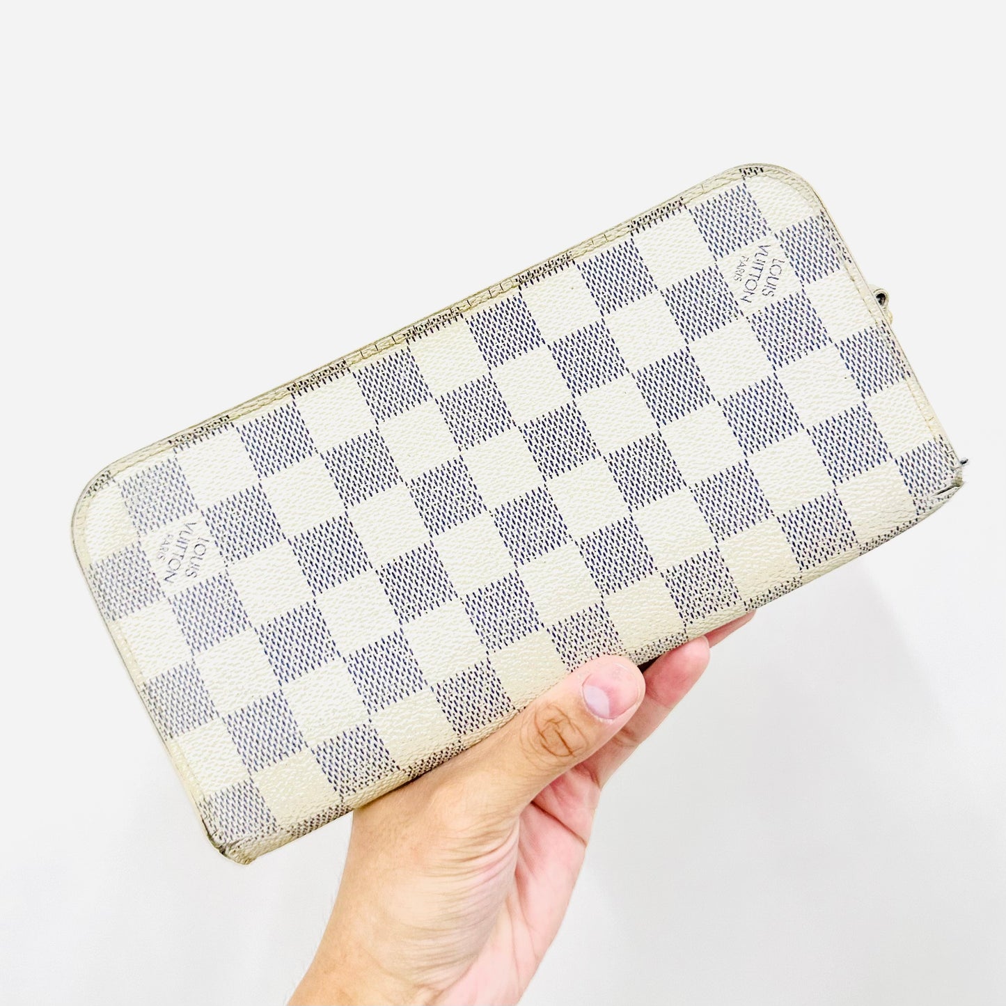Louis Vuitton LV Insolite Damier Azur DA Monogram Logo GHW Zip Around Bifold Long Wallet