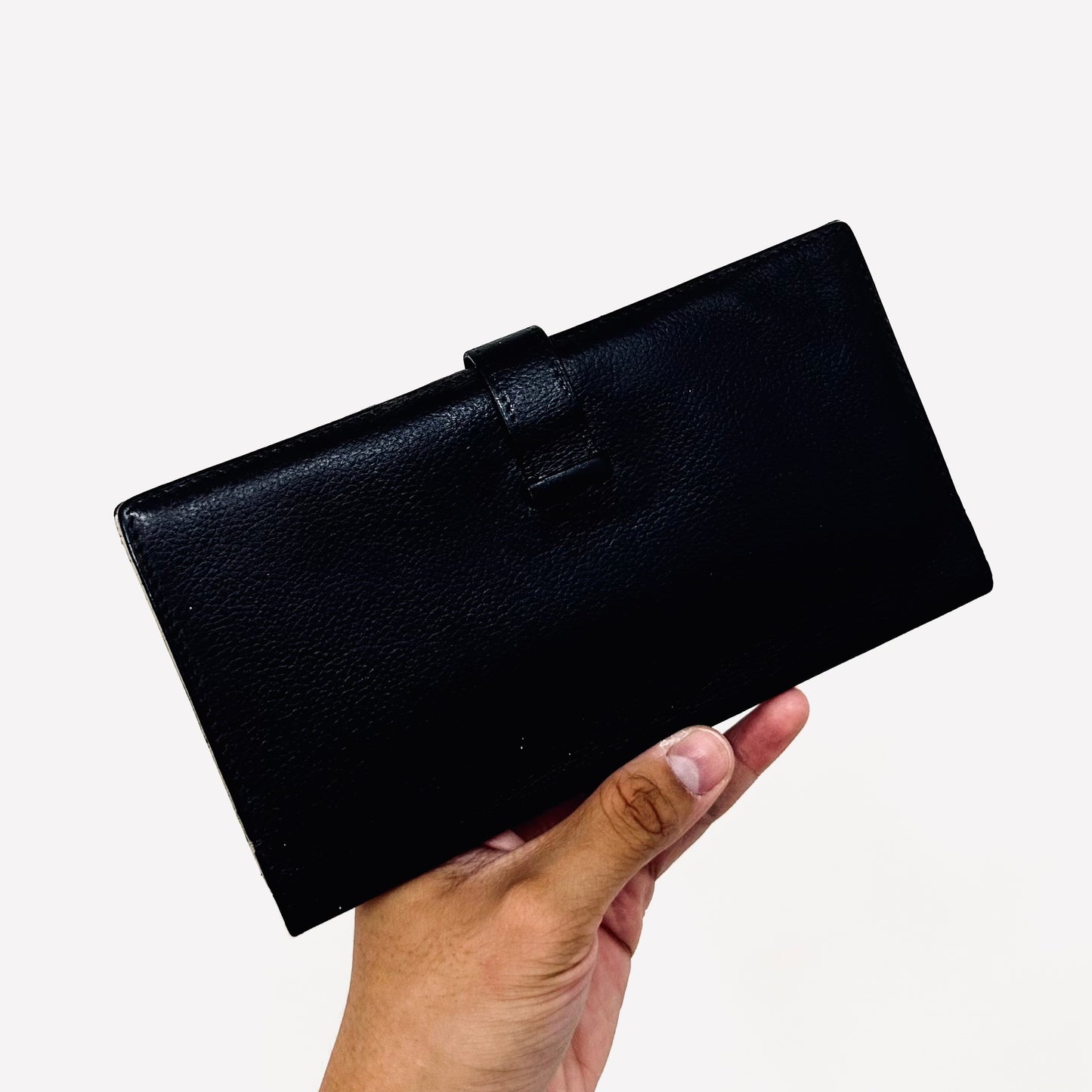 Hermes Black GHW Bearn Chevre Leather H Logo Long Bifold Wallet