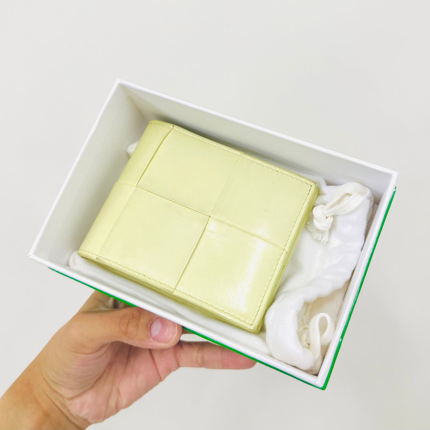 Bottega Veneta BV Cassette Lime Leather Compact Bifold Wallet