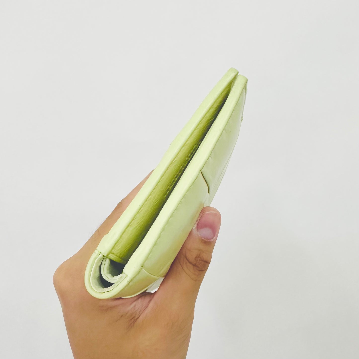 Bottega Veneta BV Cassette Lime Leather Compact Bifold Wallet