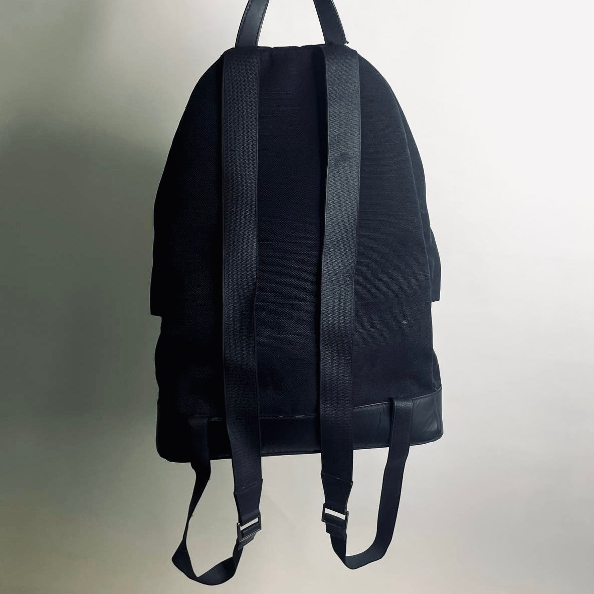 Balenciaga Black Monogram Logo Canvas Explorer Backpack Bag