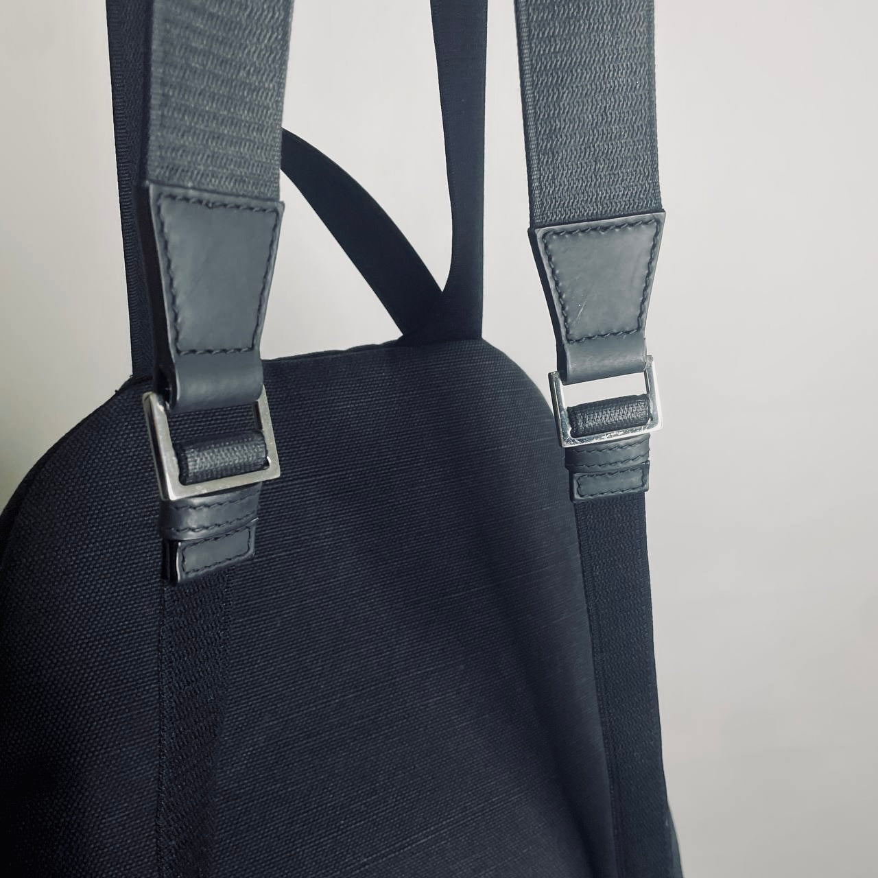 Balenciaga Black Monogram Logo Canvas Explorer Backpack Bag
