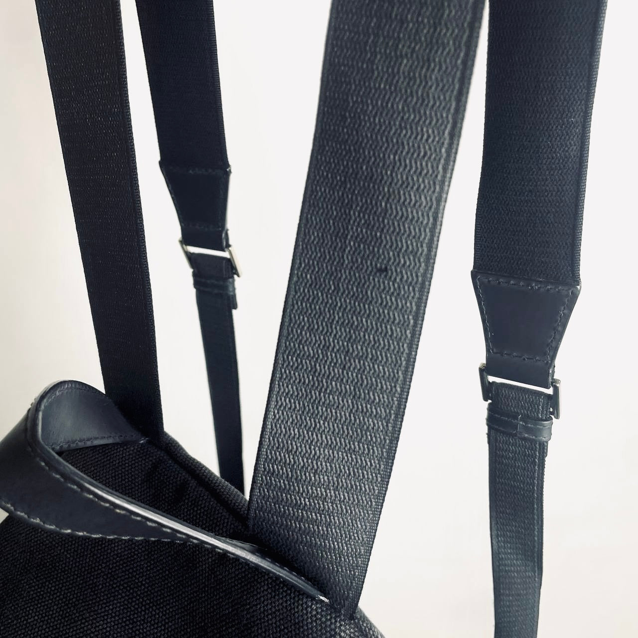 Balenciaga Black Monogram Logo Canvas Explorer Backpack Bag