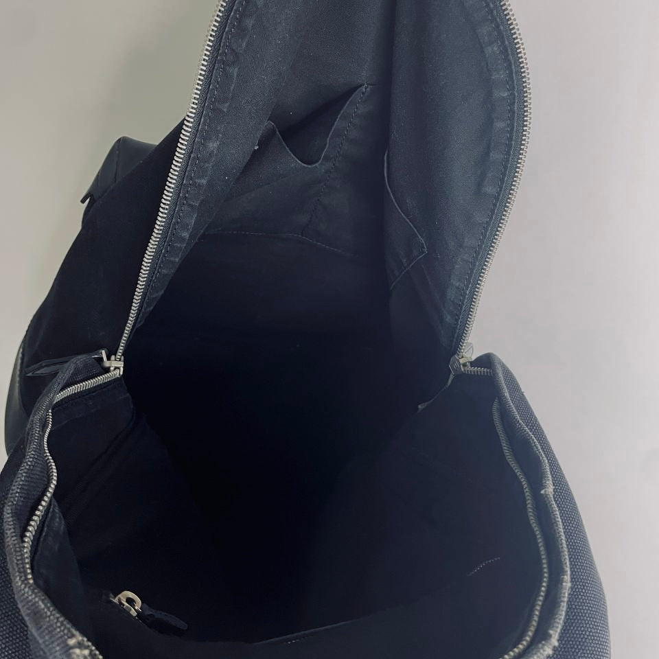 Balenciaga Black Monogram Logo Canvas Explorer Backpack Bag