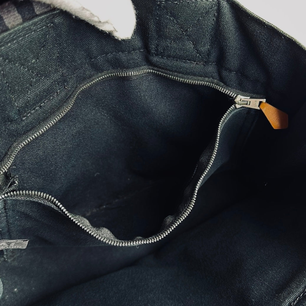 Hermes Navy Blue Herline Fourre Fool Toile PM Structured Shopper Tote Bag