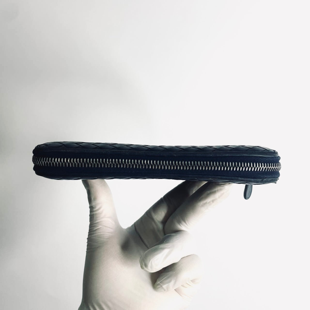 Bottega Veneta BV Continental Navy Blue Intrecciato Nappa Woven Leather Zip Around Zippy Long Wallet