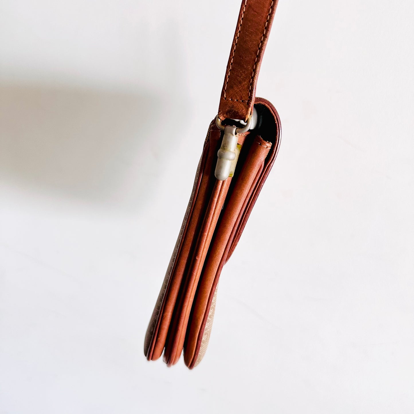 Celine Beige Triomphe Monogram Logo GHW Flap Shoulder Sling Bag