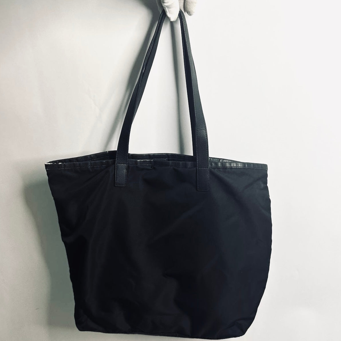Prada Black Tessuto Classic Logo Nylon Shopper Shoulder Tote Bag