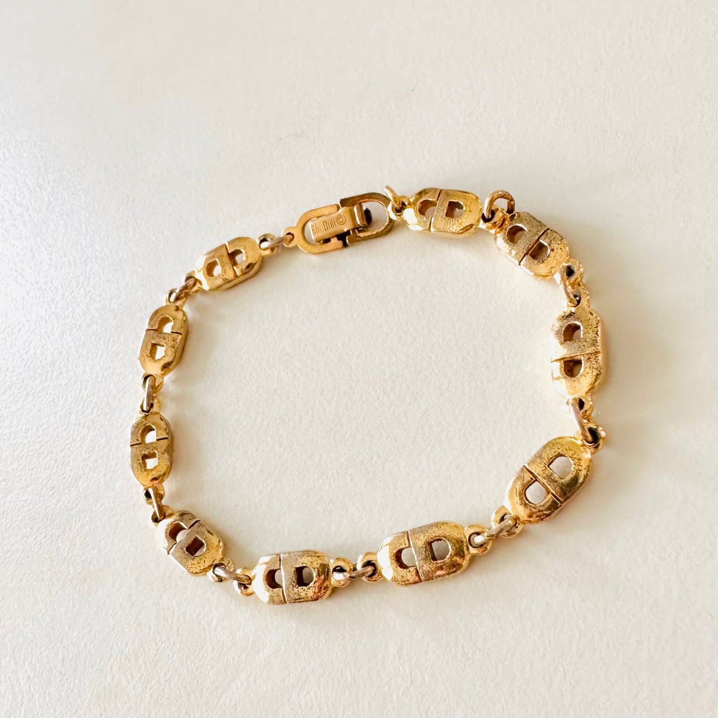 Christian Dior CD Gold All Over Monogram Logo Bracelet