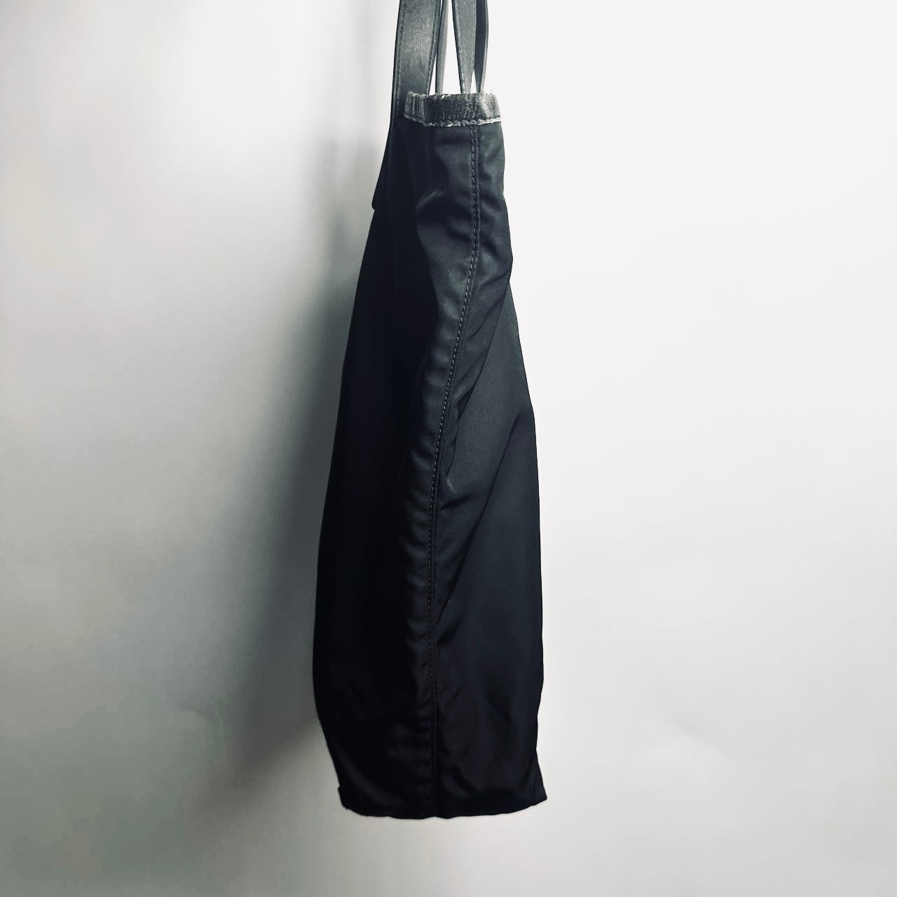 Prada Black Tessuto Classic Logo Nylon Shopper Shoulder Tote Bag