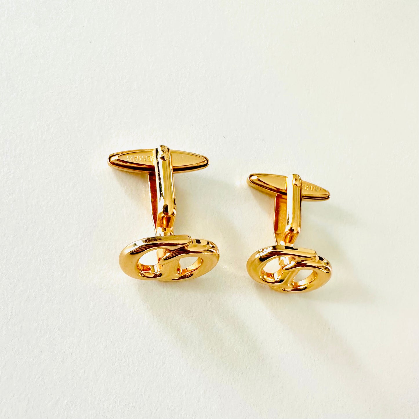 Christian Dior CD Monogram Logo Signature Classic Gold Cufflinks