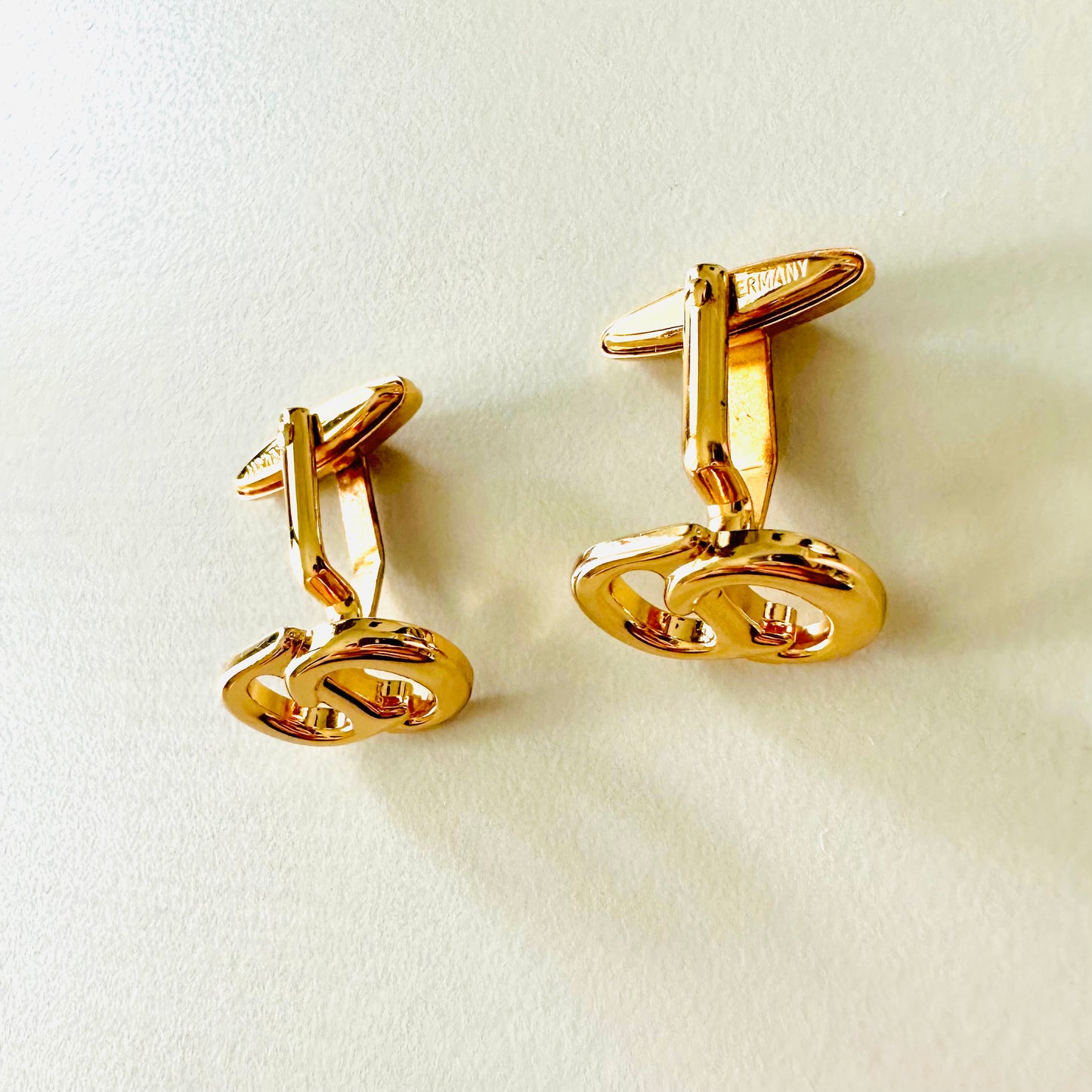 Christian Dior CD Monogram Logo Signature Classic Gold Cufflinks