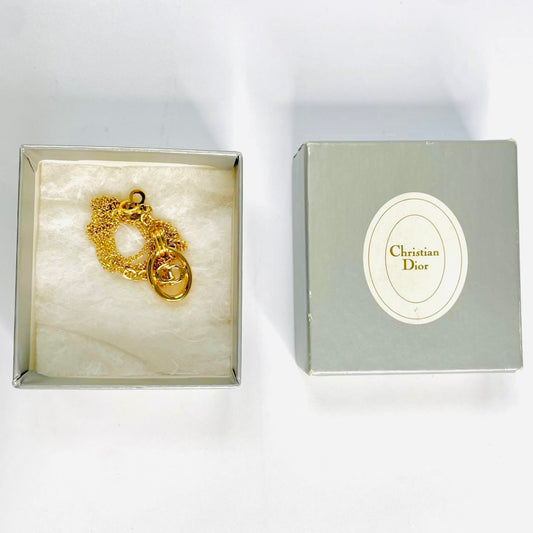 Christian Dior Giant Gold CD Monogram Logo Classic Vintage Necklace