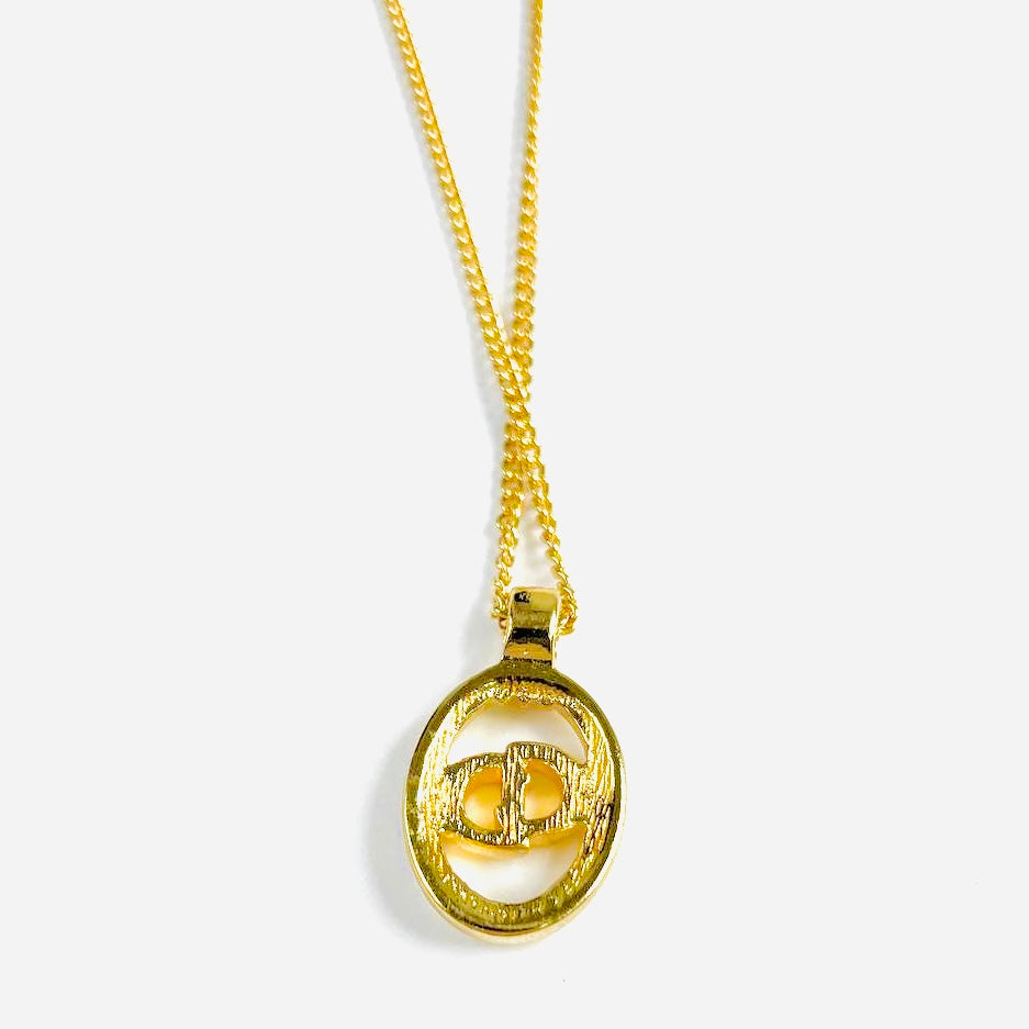Christian Dior Giant Gold CD Monogram Logo Classic Vintage Necklace